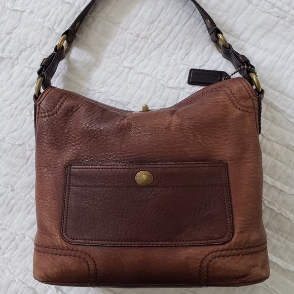 Coach Handbags - Coach Handbag - F0769-10947 - Chelsea Pebbled Brown - Turnlock Top
